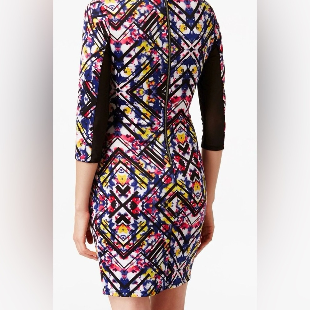 Material Girl Illusion Sheath Dress Junior Women’s XL Artsy Stretch Mesh Sleeve - Picture 7 of 11